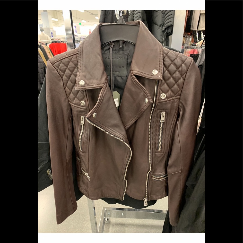 NWT $360 ALLSAINTS Leather Catch Jacket Oxblood 4